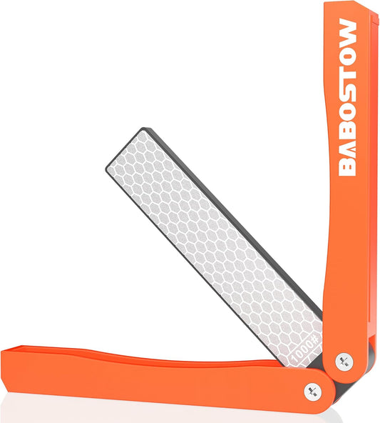 Diamond Knife Sharpener Tool, 400/1000 Grits Double Sided Diamond Sharpening Stone Tool, Manual Knife Sharpener Tool, Portable Folding Knife Sharpeners for Kitchen and Outdoors - Orange