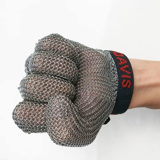 Metal Cut Resistant Chainmail Gloves, Food Grade Safety Chef Meat Cutting Safety Work Gloves, Easy to Clean (Size : 1PCS/M)