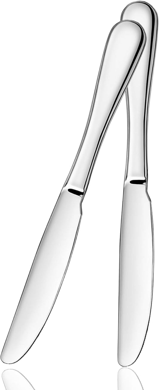 Dinner Knives Set, Stainless Steel Table Knife, Butter Spreder, 2/4/6 Pieces Mirror Polished Dinner Knife, Sturdy and Dishwasher Safe, Silverware Cutlery (2 Pcs)