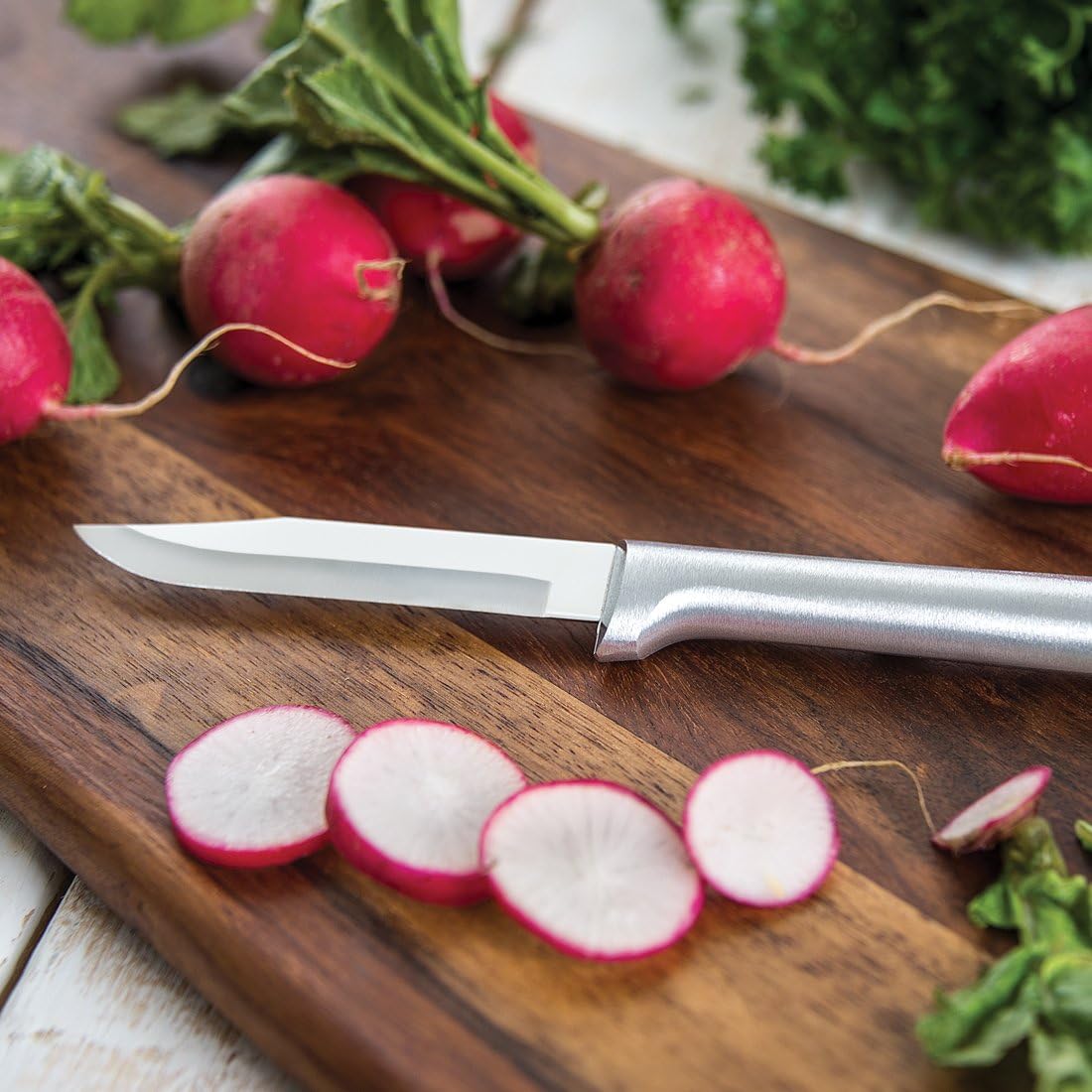 4-Piece Paring Knife Set, Silver Handle | Granny, Peeling, Regular, and Heavy Duty Paring Knife Set, Stainless Steel Blades, Silver Cast Aluminum Handle