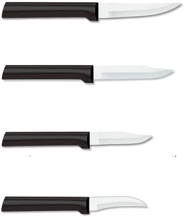 4-Piece Paring Knife Set, Silver Handle | Granny, Peeling, Regular, and Heavy Duty Paring Knife Set, Stainless Steel Blades, Silver Cast Aluminum Handle