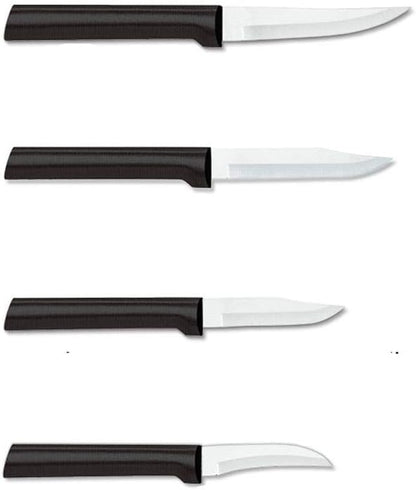 4-Piece Paring Knife Set, Silver Handle | Granny, Peeling, Regular, and Heavy Duty Paring Knife Set, Stainless Steel Blades, Silver Cast Aluminum Handle