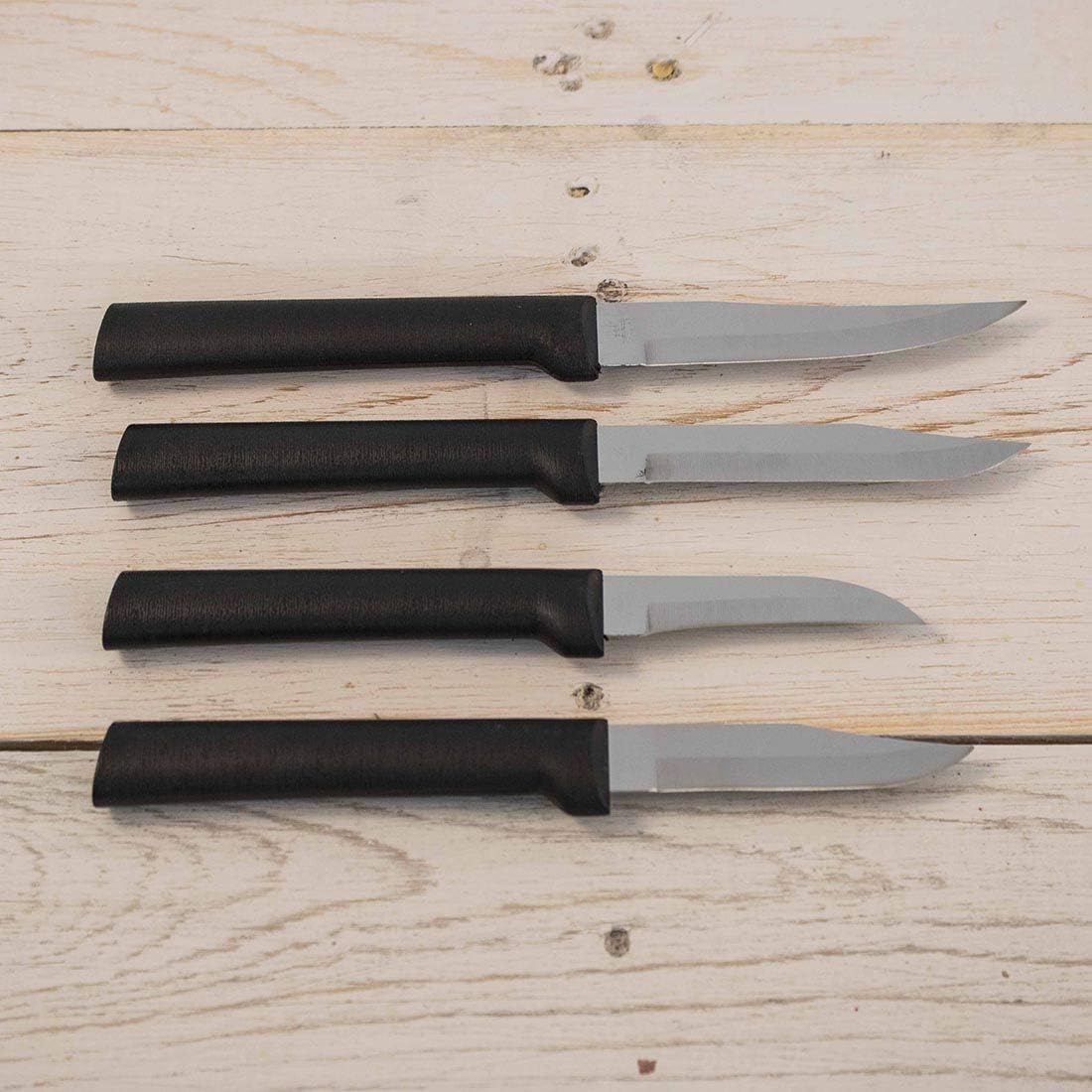 4-Piece Paring Knife Set, Silver Handle | Granny, Peeling, Regular, and Heavy Duty Paring Knife Set, Stainless Steel Blades, Silver Cast Aluminum Handle