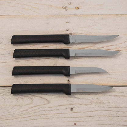 4-Piece Paring Knife Set, Silver Handle | Granny, Peeling, Regular, and Heavy Duty Paring Knife Set, Stainless Steel Blades, Silver Cast Aluminum Handle