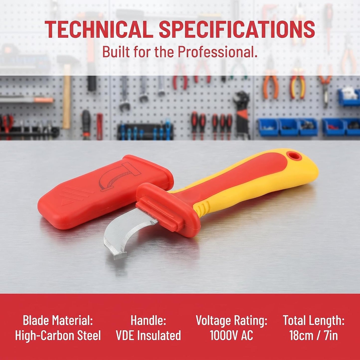 Dismantling Knife, 1000V Insulation Electrician Knife, Cable Stripper Tool, Cable Stripper Cutter, Anti Magnetic Fast Strip Cable Stripper Cutter IEC60900