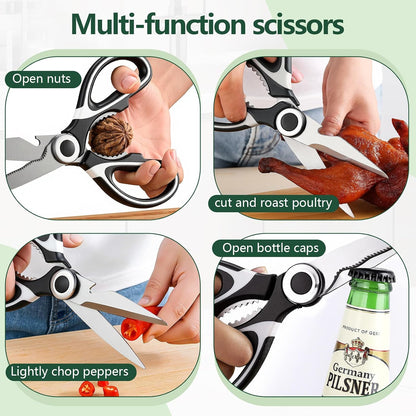 All Purpose Kitchen Scissors Sets with Protective Sheath, Soft Grip Handle, Stainless Steel Cooking Meat Poultry Shear, Vegetable Shear Scissor, Kitchen Utensils Gadgets Set, 2 Sets