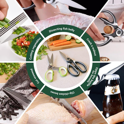 All Purpose Kitchen Scissors Sets with Protective Sheath, Soft Grip Handle, Stainless Steel Cooking Meat Poultry Shear, Vegetable Shear Scissor, Kitchen Utensils Gadgets Set, 2 Sets