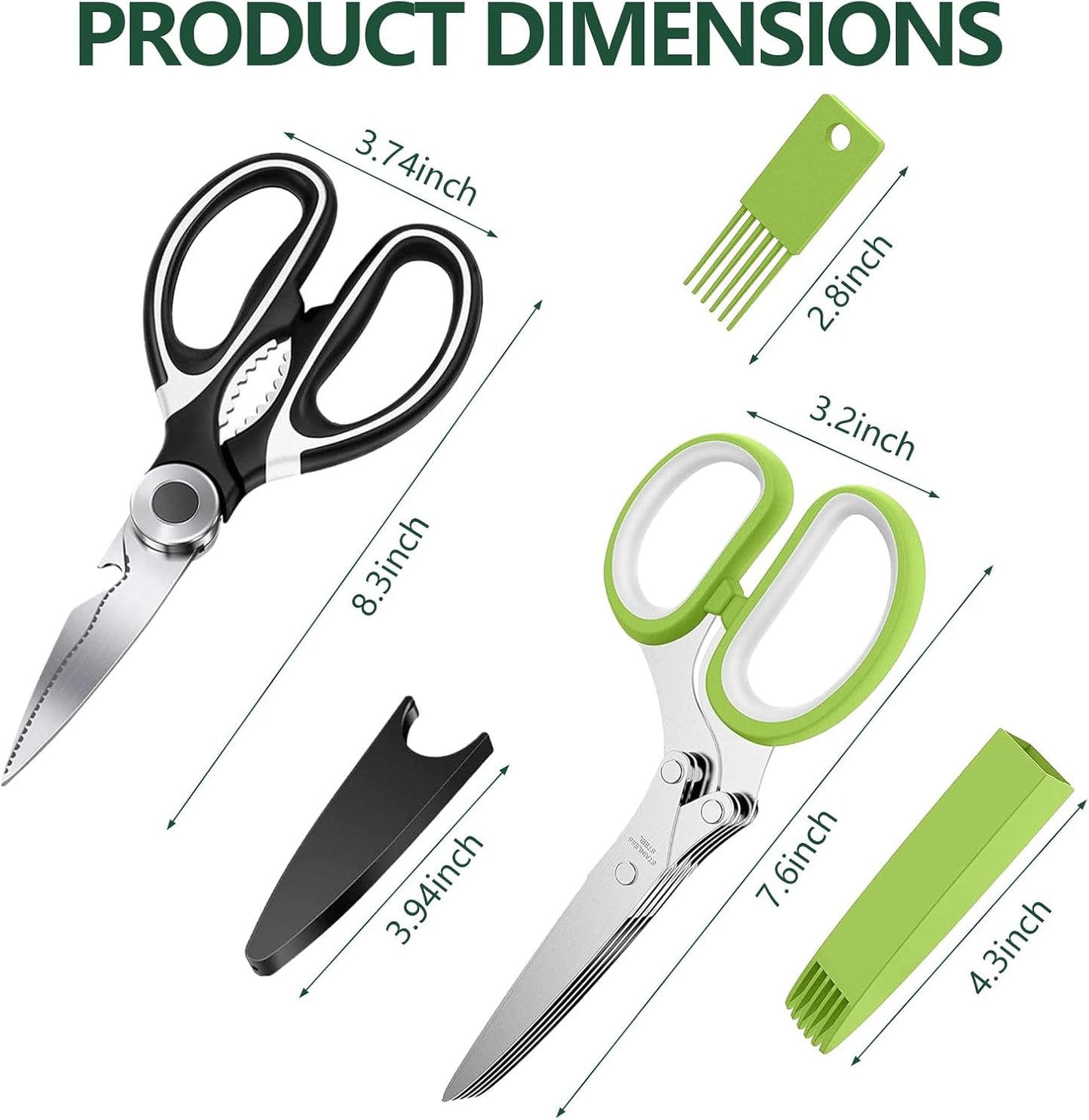 All Purpose Kitchen Scissors Sets with Protective Sheath, Soft Grip Handle, Stainless Steel Cooking Meat Poultry Shear, Vegetable Shear Scissor, Kitchen Utensils Gadgets Set, 2 Sets