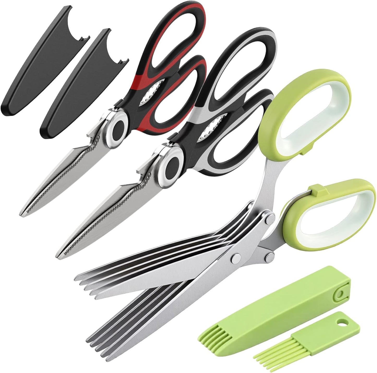 All Purpose Kitchen Scissors Sets with Protective Sheath, Soft Grip Handle, Stainless Steel Cooking Meat Poultry Shear, Vegetable Shear Scissor, Kitchen Utensils Gadgets Set, 2 Sets