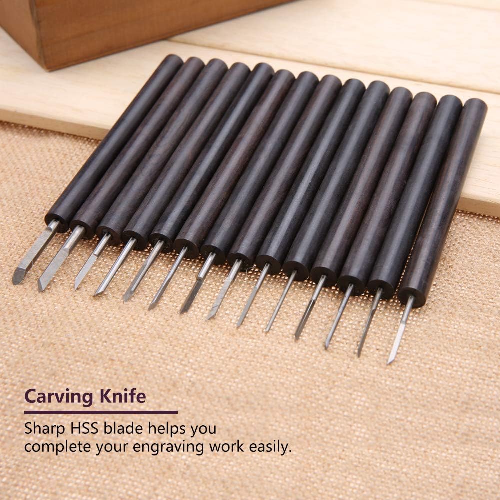 14PCS Wood Carving Set, Wood Carving Tools with a Storage Case, Purple Sandalwood Carving Tools for Relief Carvings and Stencils
