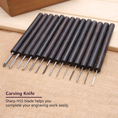 14PCS Wood Carving Set, Wood Carving Tools with a Storage Case, Purple Sandalwood Carving Tools for Relief Carvings and Stencils