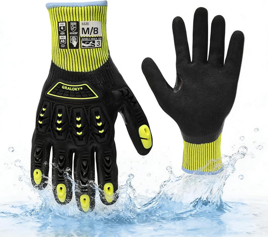 Safety Work Gloves, A5 Cut Resistant Gloves For Men Women, Level 3 | Impact Gloves with TPR, Abrasion Level 4