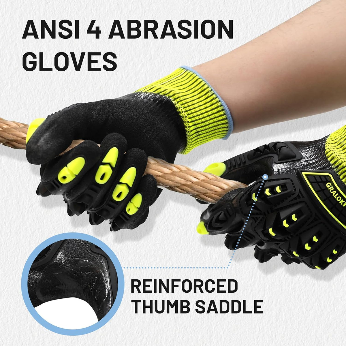 Safety Work Gloves, A5 Cut Resistant Gloves For Men Women, Level 3 | Impact Gloves with TPR, Abrasion Level 4