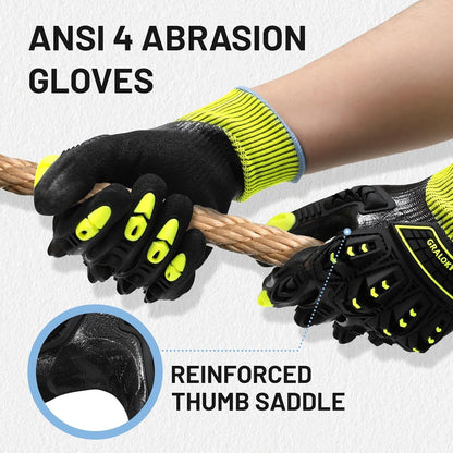 Safety Work Gloves, A5 Cut Resistant Gloves For Men Women, Level 3 | Impact Gloves with TPR, Abrasion Level 4