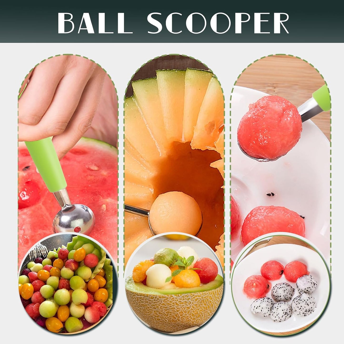 14Pcs Stainless Steel Fruits Vegetable Carving Tools Set | Melon Baller Scoop Set, Fruit Cutters Shapes, Cantaloupe Cutter Slicer Tool Piranha Spiral Cutter and V-Tool for Sculpting