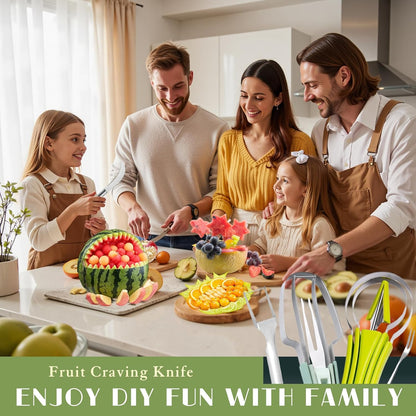 14Pcs Stainless Steel Fruits Vegetable Carving Tools Set | Melon Baller Scoop Set, Fruit Cutters Shapes, Cantaloupe Cutter Slicer Tool Piranha Spiral Cutter and V-Tool for Sculpting