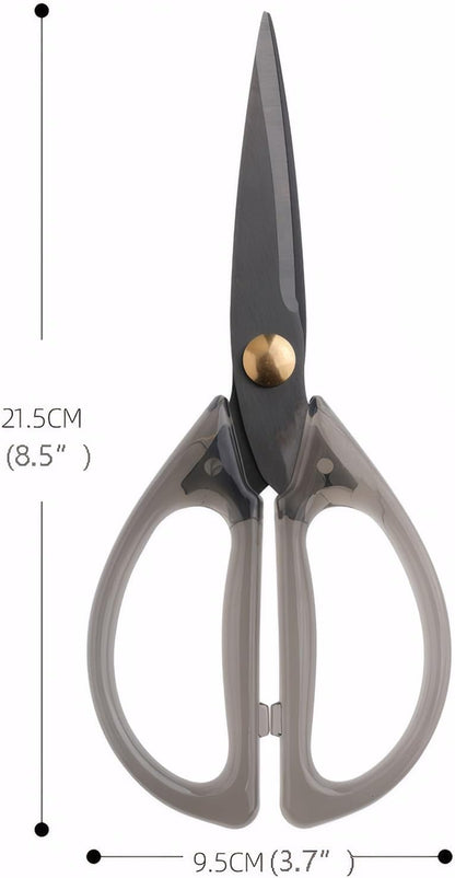 Transparent Handle Stainless Steel Sharp Powerful Kitchen Scissors Multi-Purpose Heavy Duty Food Scissors Kitchen Shears Chicken Poultry bone fish scales (Amber handle gold blade)