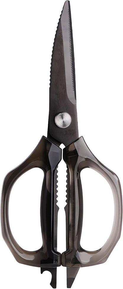 Transparent Handle Stainless Steel Sharp Powerful Kitchen Scissors Multi-Purpose Heavy Duty Food Scissors Kitchen Shears Chicken Poultry bone fish scales (Amber handle gold blade)
