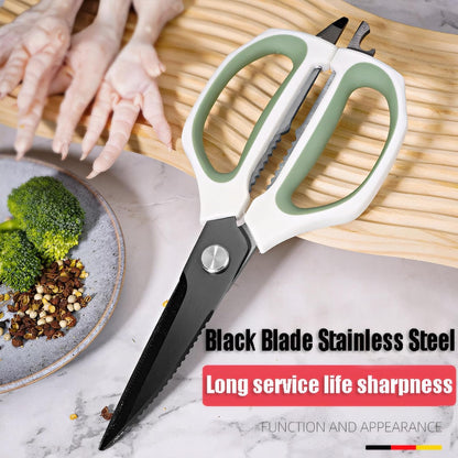 Transparent Handle Stainless Steel Sharp Powerful Kitchen Scissors Multi-Purpose Heavy Duty Food Scissors Kitchen Shears Chicken Poultry bone fish scales (Amber handle gold blade)