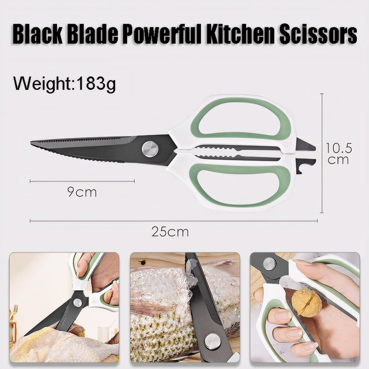 Transparent Handle Stainless Steel Sharp Powerful Kitchen Scissors Multi-Purpose Heavy Duty Food Scissors Kitchen Shears Chicken Poultry bone fish scales (Amber handle gold blade)