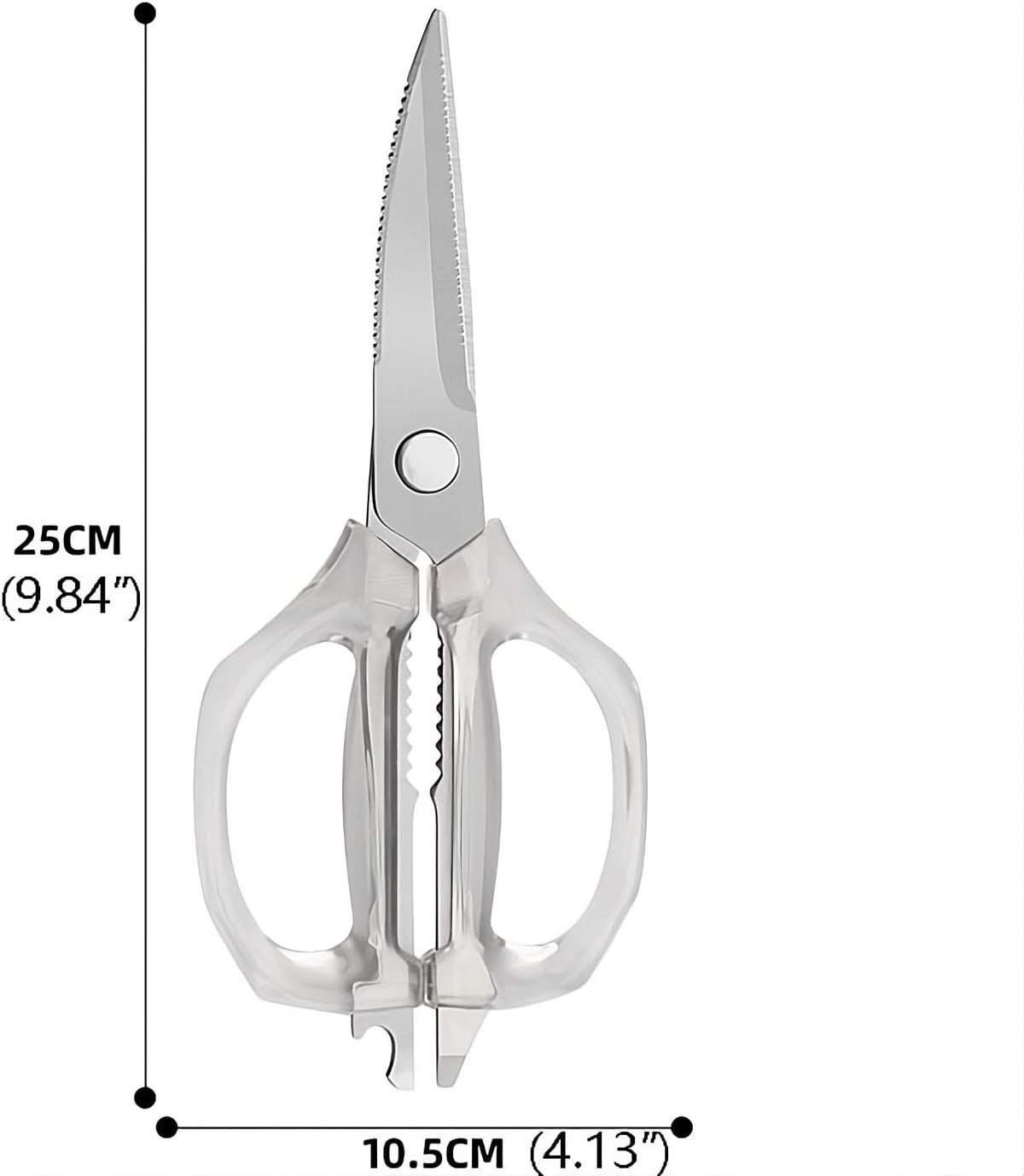 Transparent Handle Stainless Steel Sharp Powerful Kitchen Scissors Multi-Purpose Heavy Duty Food Scissors Kitchen Shears Chicken Poultry bone fish scales (Amber handle gold blade)