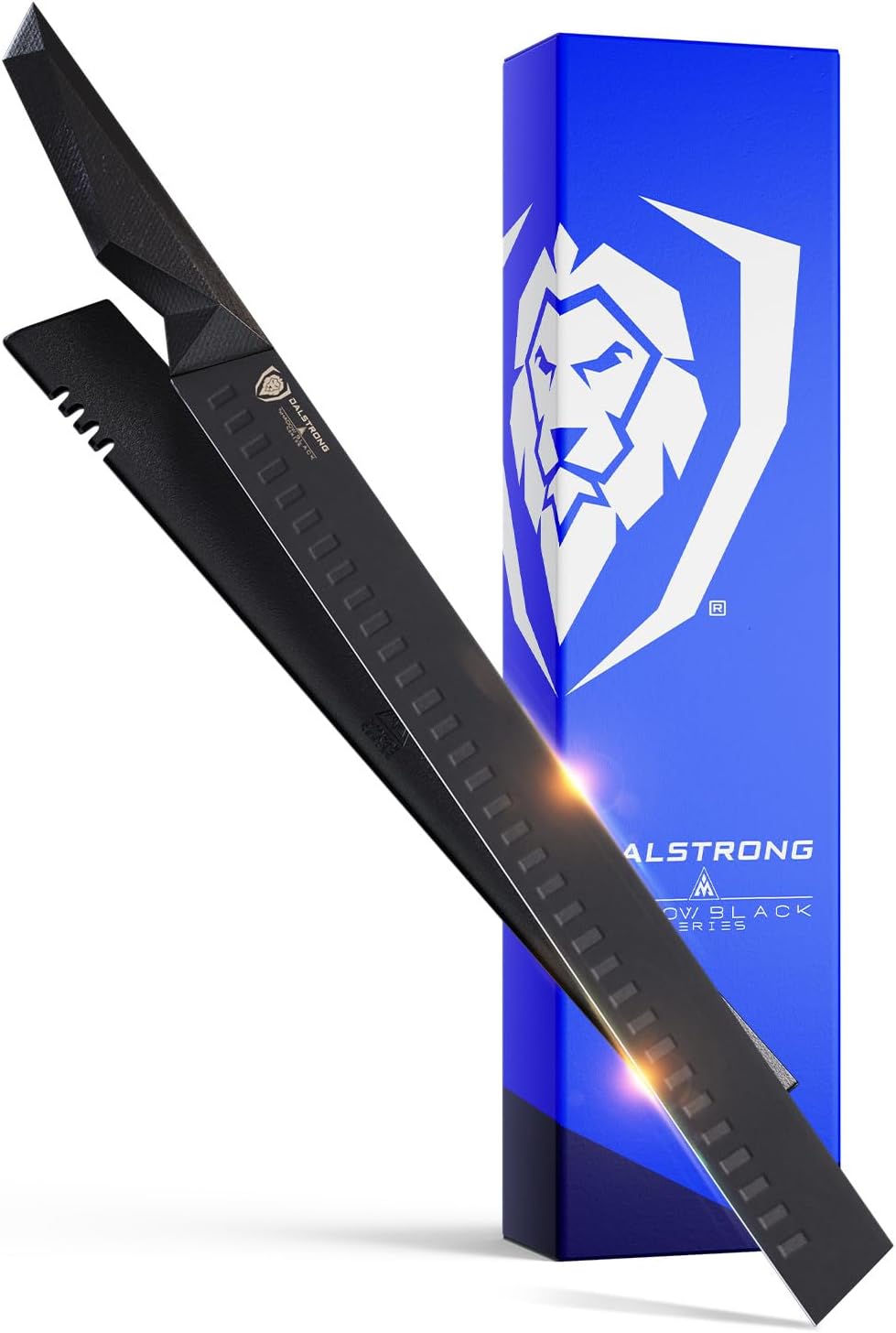 Slicing Knife - 14 inch - Shadow Black Series - Black Titanium Nitride Coated - High Carbon - 7CR17MOV-X Vacuum Treated Steel Carving Knife - Sheath - Kitchen Knife Slicer - NSF Certified