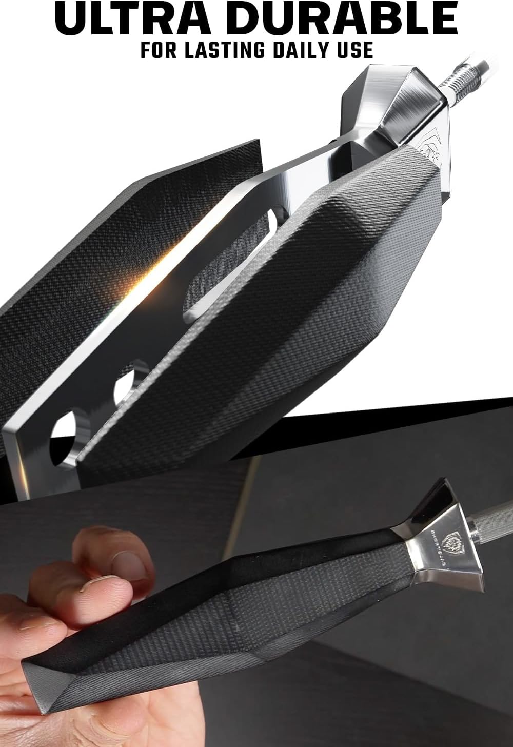 Slicing Knife - 14 inch - Shadow Black Series - Black Titanium Nitride Coated - High Carbon - 7CR17MOV-X Vacuum Treated Steel Carving Knife - Sheath - Kitchen Knife Slicer - NSF Certified