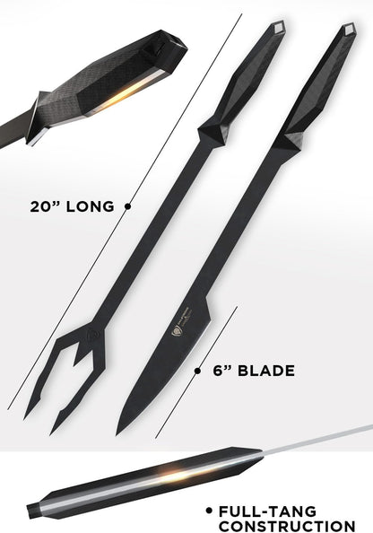 Slicing Knife - 14 inch - Shadow Black Series - Black Titanium Nitride Coated - High Carbon - 7CR17MOV-X Vacuum Treated Steel Carving Knife - Sheath - Kitchen Knife Slicer - NSF Certified