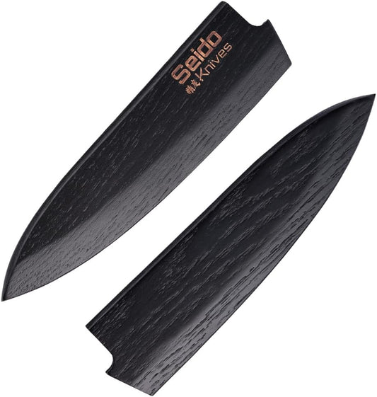 Saya Sheath for 8" Chef Knife - Walnut Carbon Material, Razor-Sharp Edge Chef Knife Cover | Walnut magnetic knife cover for blade protection, edge preservation, and safer kitchen storage