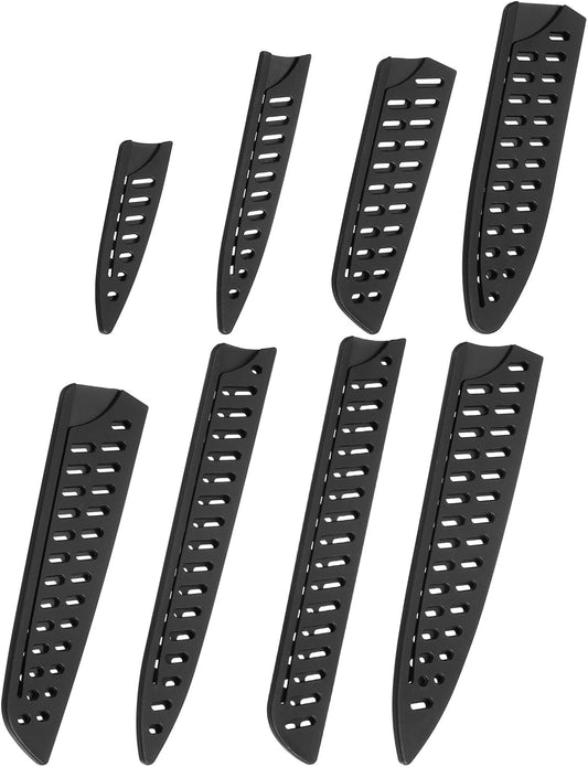 8Pcs Knife Cover Sleeves Set, Blade Edge Guards Utility Knife Blade Edge Protector Universal Knife Sheath for Kitchen, Black
