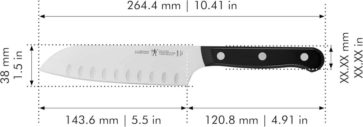 Solution Razor-Sharp Hollow Edge Santoku Knife 5-inch, German Engineered Informed by 100+ Years of Mastery