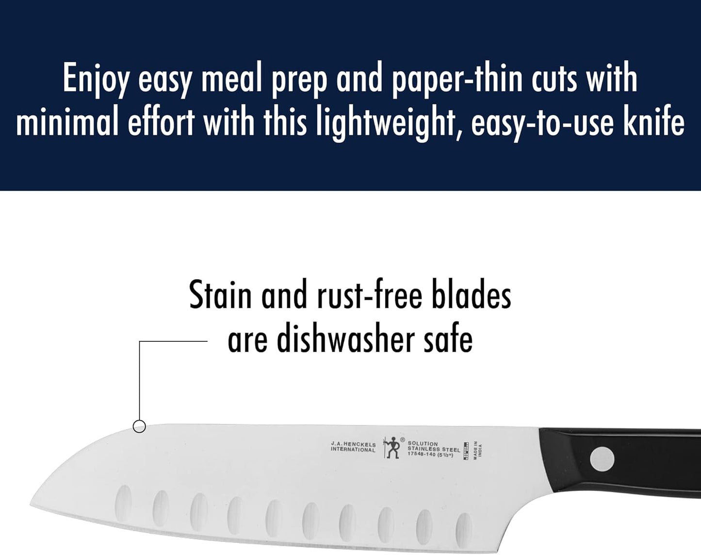 Solution Razor-Sharp Hollow Edge Santoku Knife 5-inch, German Engineered Informed by 100+ Years of Mastery