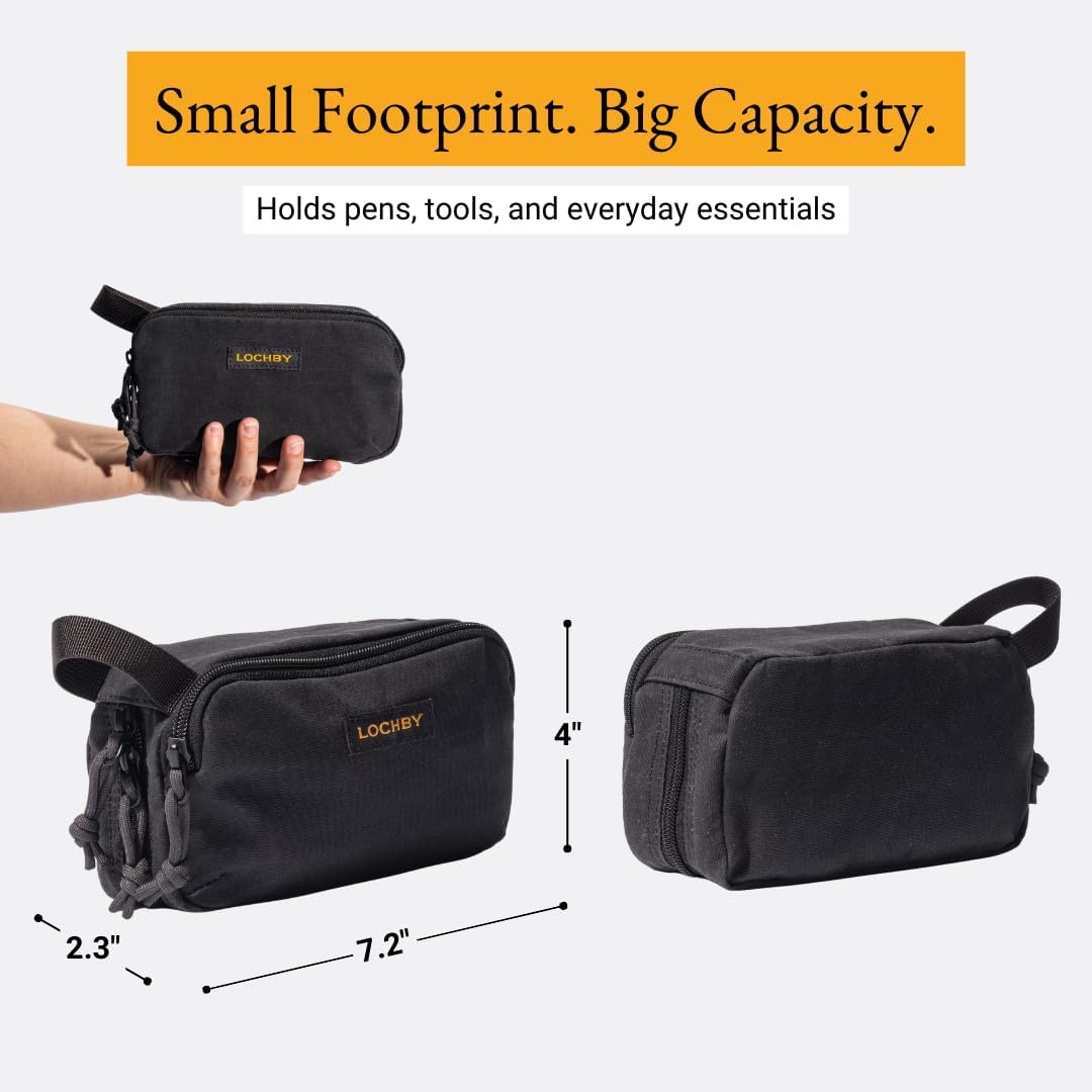 ® Venture Pouch | Multipurpose Tactical Tool Bag | Water Resistant Waxed Canvas | Dual-Sided Zipper Pouch | for Motorcycle, Bike, EDC, Pen, Pencil, Art, Tech & Travel
