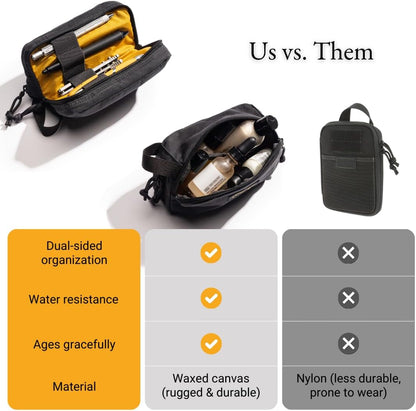 ® Venture Pouch | Multipurpose Tactical Tool Bag | Water Resistant Waxed Canvas | Dual-Sided Zipper Pouch | for Motorcycle, Bike, EDC, Pen, Pencil, Art, Tech & Travel