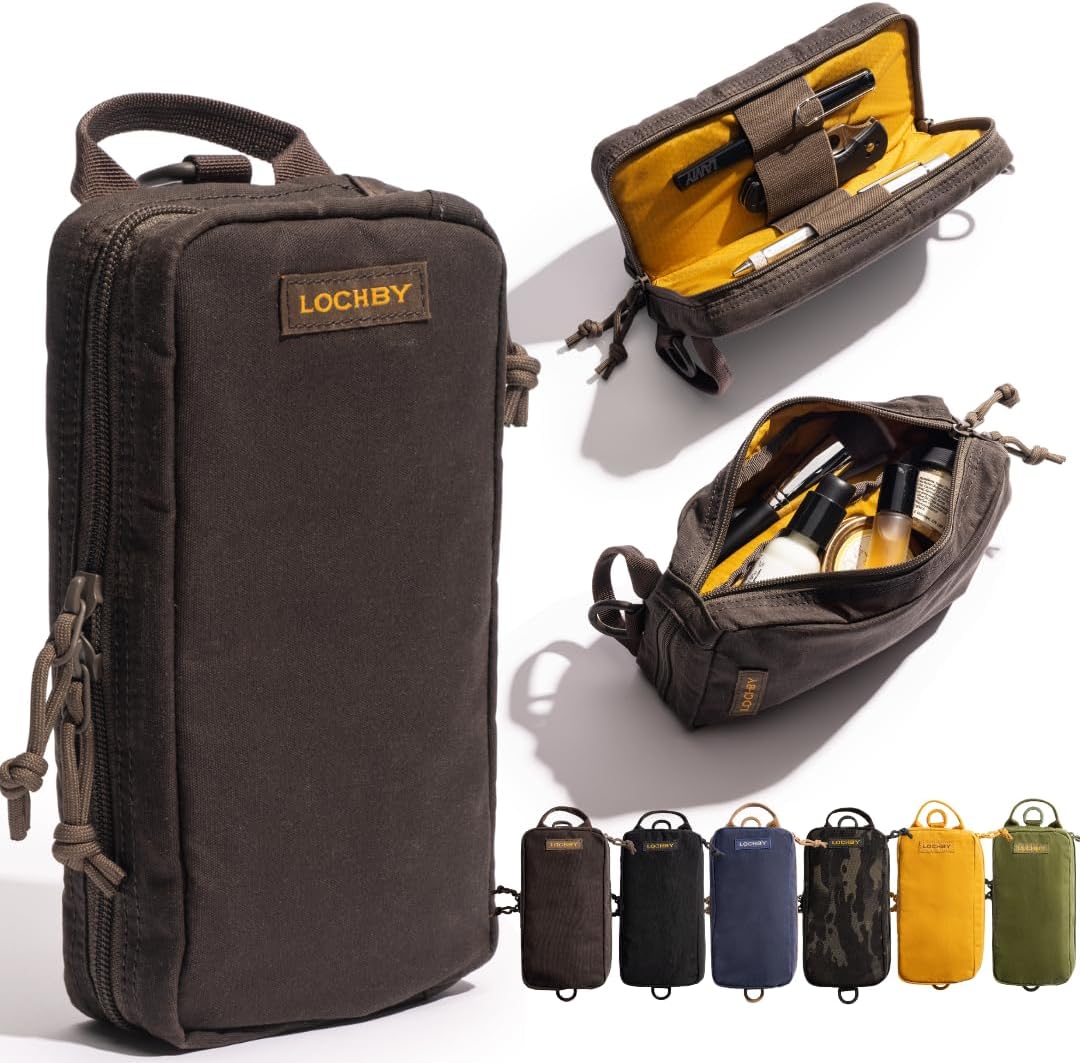 ® Venture Pouch | Multipurpose Tactical Tool Bag | Water Resistant Waxed Canvas | Dual-Sided Zipper Pouch | for Motorcycle, Bike, EDC, Pen, Pencil, Art, Tech & Travel