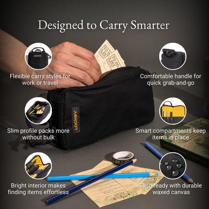 ® Venture Pouch | Multipurpose Tactical Tool Bag | Water Resistant Waxed Canvas | Dual-Sided Zipper Pouch | for Motorcycle, Bike, EDC, Pen, Pencil, Art, Tech & Travel