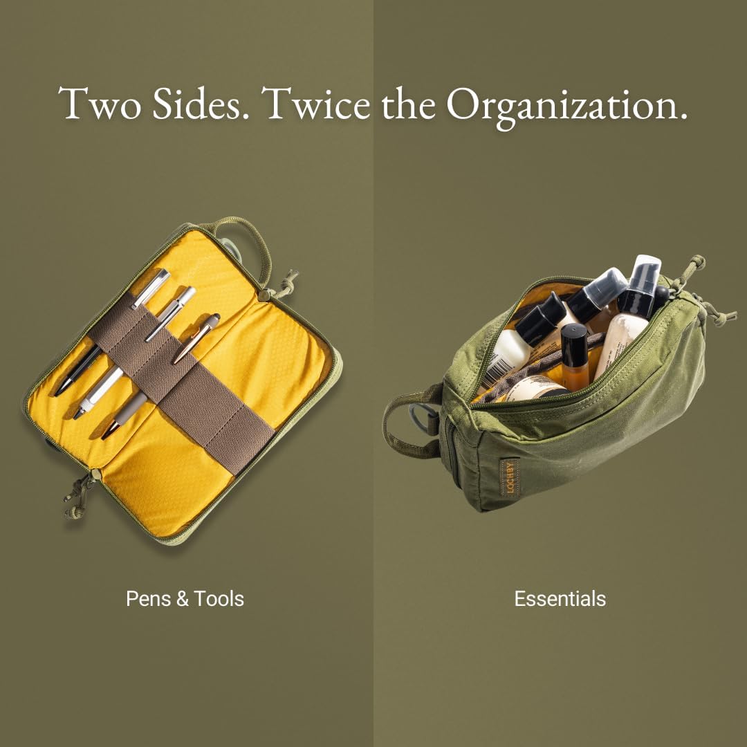 ® Venture Pouch | Multipurpose Tactical Tool Bag | Water Resistant Waxed Canvas | Dual-Sided Zipper Pouch | for Motorcycle, Bike, EDC, Pen, Pencil, Art, Tech & Travel