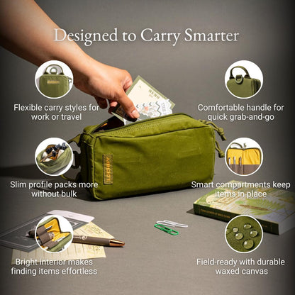 ® Venture Pouch | Multipurpose Tactical Tool Bag | Water Resistant Waxed Canvas | Dual-Sided Zipper Pouch | for Motorcycle, Bike, EDC, Pen, Pencil, Art, Tech & Travel