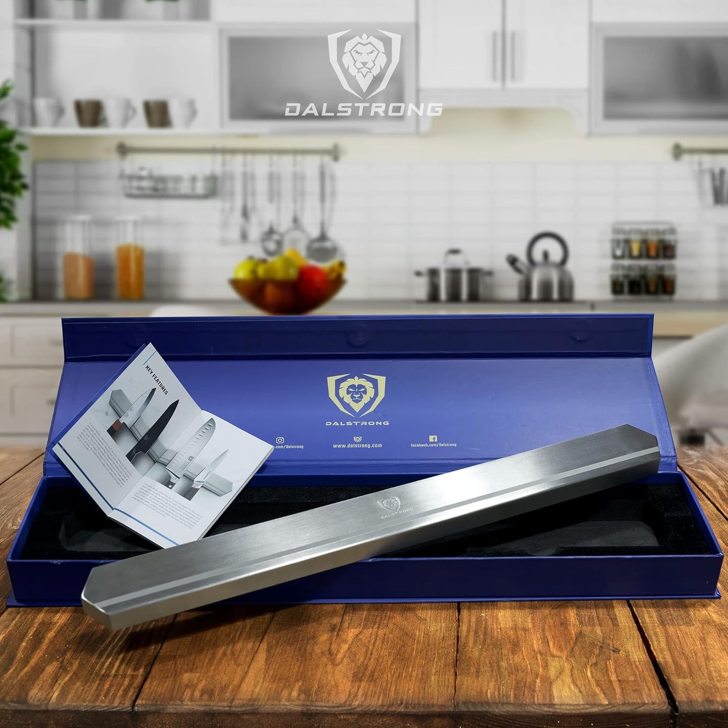 Magnetic Knife Holder Wall - Premium North American Walnut Wood - Knife Magnetic Strip - Aluminum Frame - 18" x 2.5" - Powerful Magnet Kitchen Bar - Easy Mount - Safely Display your Knives