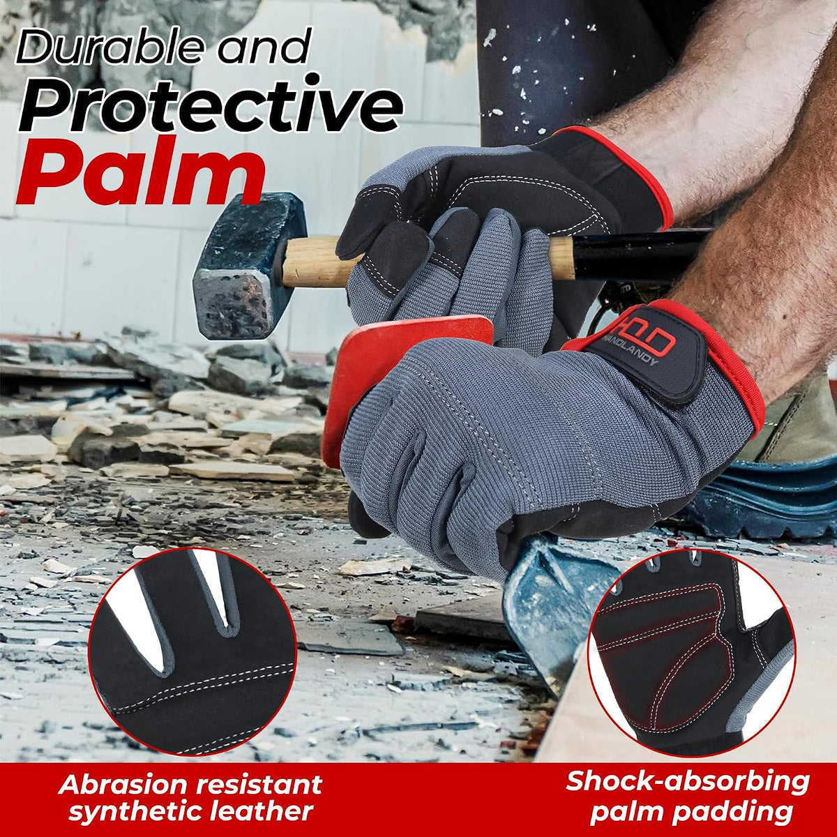 Work Gloves for Men & Women, Utility Mechanic Working Gloves Touch Screen, Flexible Gardening Gloves for Yard