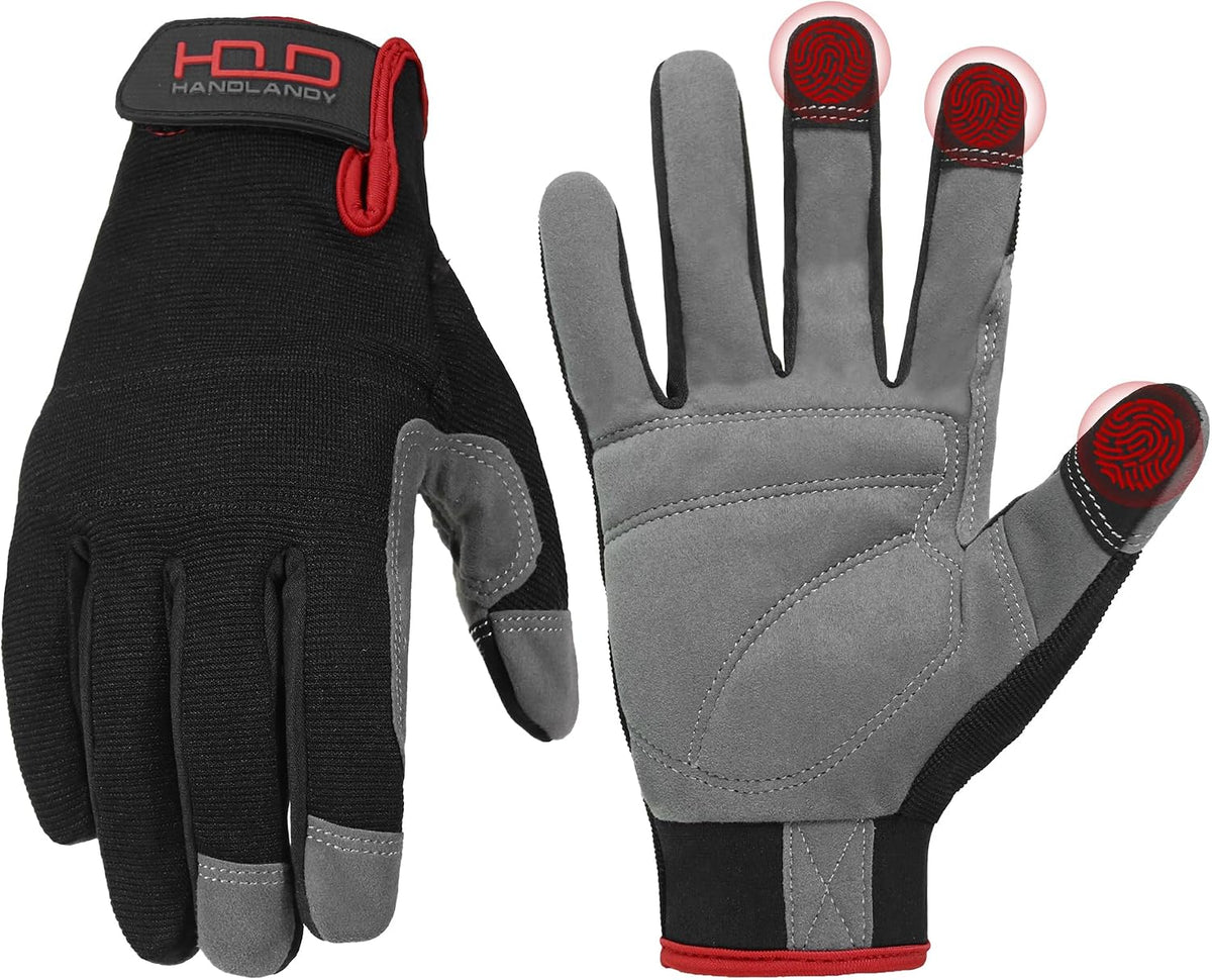 Work Gloves for Men & Women, Utility Mechanic Working Gloves Touch Screen, Flexible Gardening Gloves for Yard