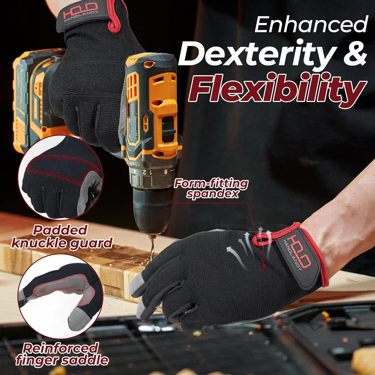 Work Gloves for Men & Women, Utility Mechanic Working Gloves Touch Screen, Flexible Gardening Gloves for Yard
