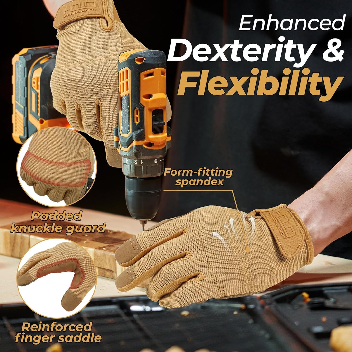 Work Gloves for Men & Women, Utility Mechanic Working Gloves Touch Screen, Flexible Gardening Gloves for Yard