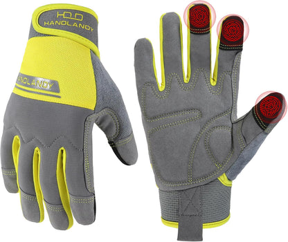 Work Gloves for Men & Women, Utility Mechanic Working Gloves Touch Screen, Flexible Gardening Gloves for Yard