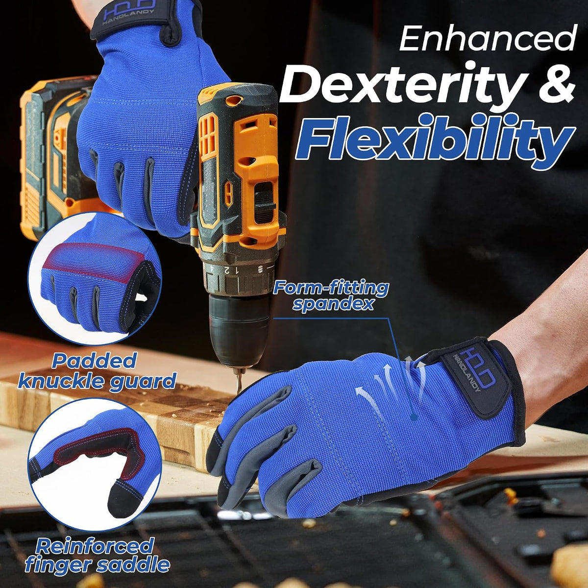 Work Gloves for Men & Women, Utility Mechanic Working Gloves Touch Screen, Flexible Gardening Gloves for Yard