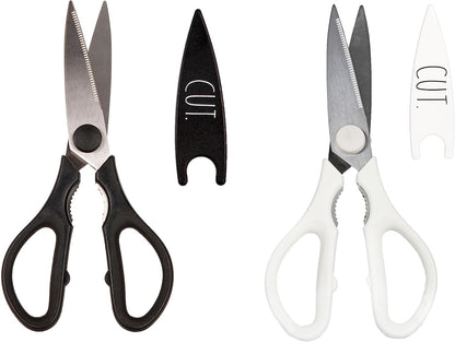 Kitchen Scissors- Stainless Steel Kitchen Shears, Cooking Scissors for Cutting Meat, Chicken, Herbs and Produce with Blade Cover and Soft Grip Handles (Blue)