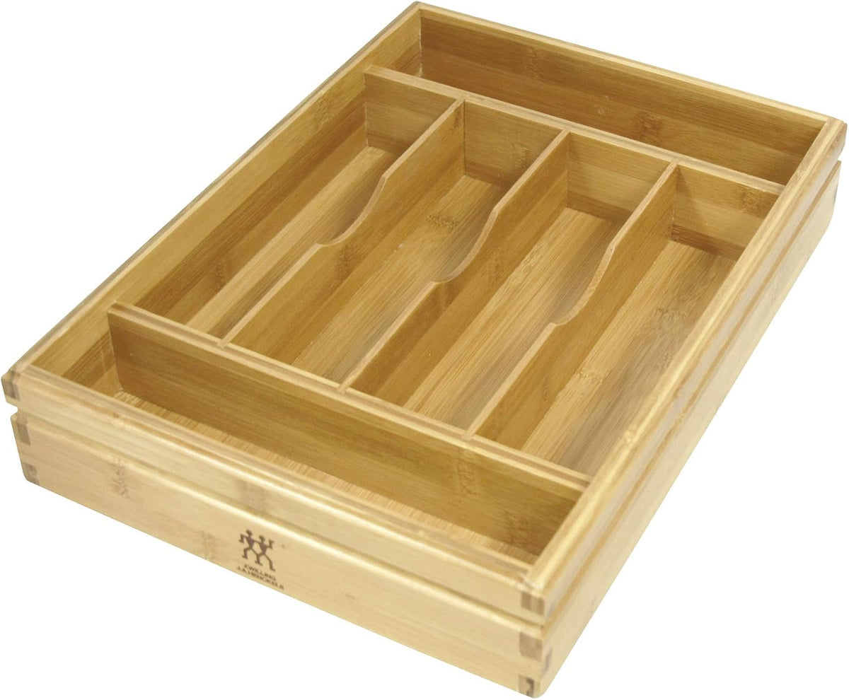 Bamboo Flatware Storage Tray, Kitchen Drawer Organizer for Utensils and Cutlery, Eco-Friendly Bamboo Design