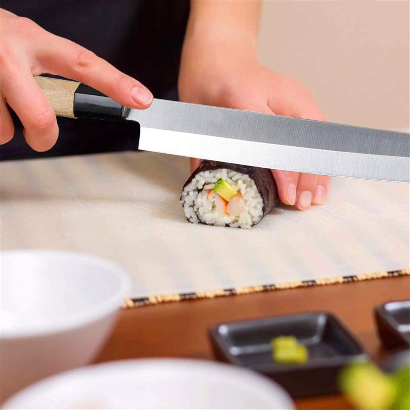 Waterboss,Japanese Sushi Chef Knife Salmon Knife Slicer Razor Sharp Sashimi Watermelon Knives, 5Cr15mov Stainless Steel Sashimi Yanagiba Knife, Maple Handle, 11.8inch (300mm)