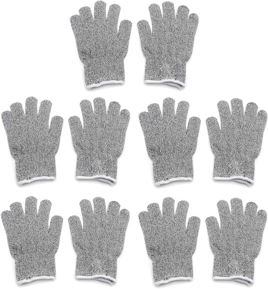 M Size 5Pair (10 Gloves) Cut-ResistantWorking Gloves Level 5 Protection Resistant Abrasion Food Grade In/Outdoor [P/N: ET-TOOL032-M X5-GRAY ]