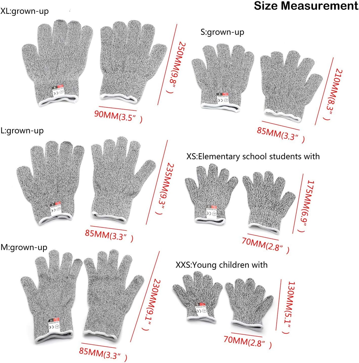 M Size 5Pair (10 Gloves) Cut-ResistantWorking Gloves Level 5 Protection Resistant Abrasion Food Grade In/Outdoor [P/N: ET-TOOL032-M X5-GRAY ]